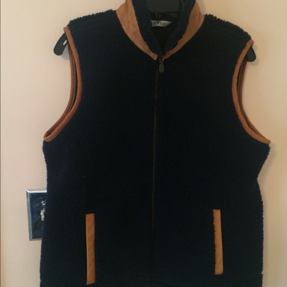 💥SOLD💥Orvis Stowe Fleece Vest with Leather Trim
